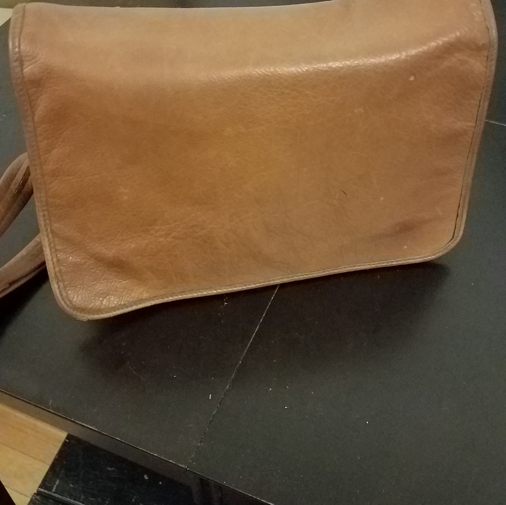 Tignanello camel leather messenger bag